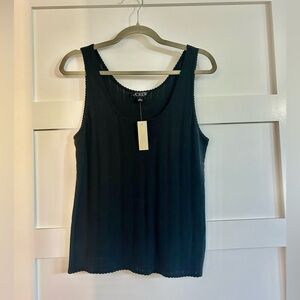 J.CREW Pointelle Tank Top Large Black
